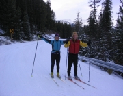 Happy skiers on Moraine Lake Road. Nov 2, 2009