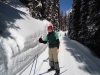 Ray Perrott by the wall of snow on Elk Pass. Ray has given us a number of trip reports this winter.