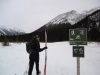 Goat Creek trailhead. The distances are incorrect; it\'s .9K to the Banff Park boundary; the Spray River is 9.3K; the Banff trailhead is 19K