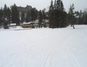 Approaching the Banff Springs Hotel