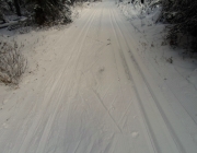 This was the only thin spot on the first 9. I scraped some snow from the side of the trail into the tracks on my side