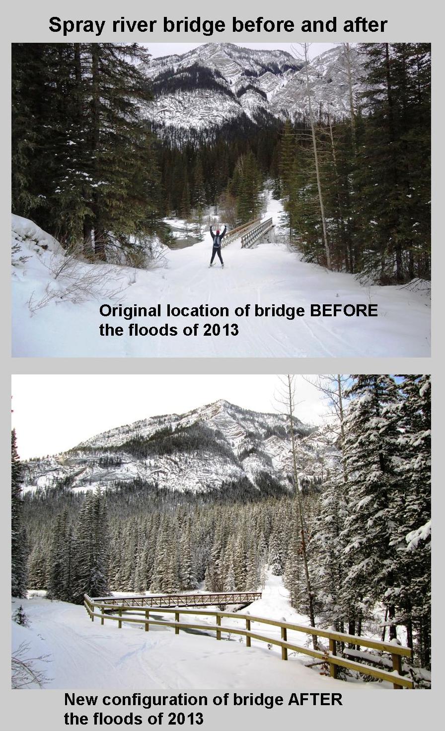 Spray river bridge Before and after