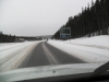 The passing lane was snow covered