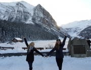 These two girls from Winniped are overjoyed to be at Lake Louise