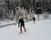 Skiers from the Green Racing Project in Craftsbury, VT