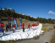 National team members skiing on Frozen Thunder at the Canmore Nordic Centre