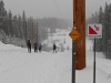 Skiers who decided to walk down the steep Lodgepole hill