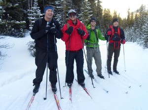 I met four skiers at the high point of the trail