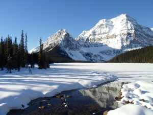 Shadow lake and Mount Ball  are a 1K ski from the lodge