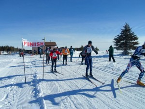 I know the sign says finish, but this is actually the start of the 17.5K. There was a classic category and skating category.