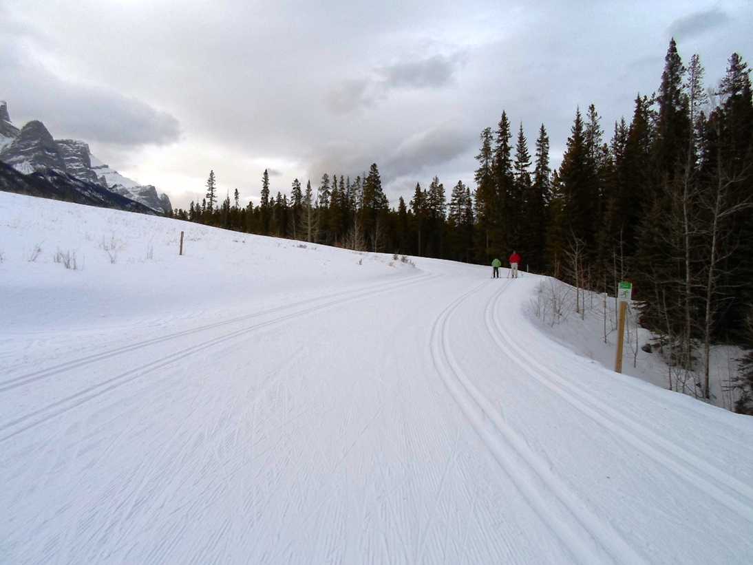 Man-made snow on Banff trail at Canmore nordic centre was excellent