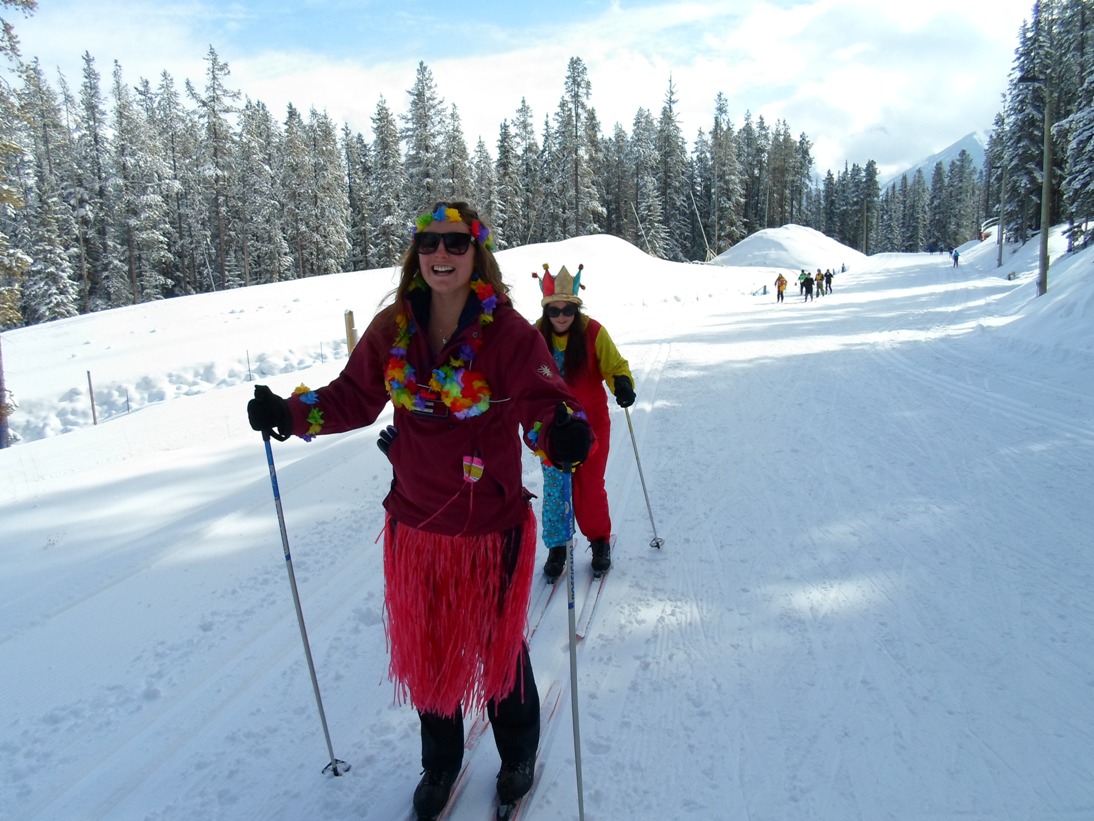 Skiers came dressed in a variety of outfits