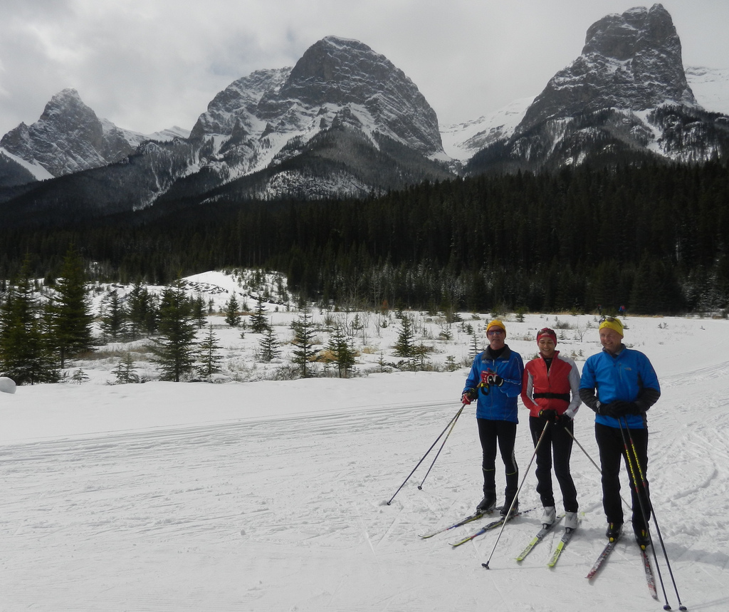 Peter, Nancy and Kevin at Canmore Nordic Centre on Sun Apr 21