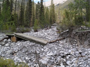 The Goat creek trail at 4.4K  has a hazardous, steep drop-off and a damaged bridge
