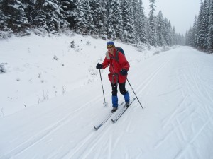 Margo was enjoying the excellent trail, the falling snow, and the start of ski season.