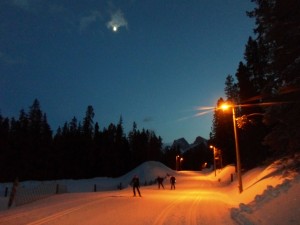 Moonlight skiing at Canmore Nordic Centre