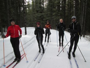 This group of skiers on "new" Pocaterra were doing okay on purple wax