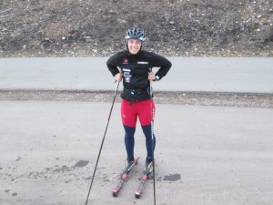 Lauren from Red Deer is thrilled to know this will be her last day on roller skis