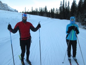 Colin and Kim Taylor from Newfoundland were enjoying all the new snow and recently-opened trails