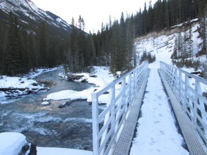 Crossing the bridge to the Spray River east trail