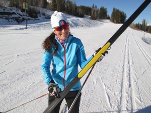Jessica was using the Salomon version of the Skintec ski