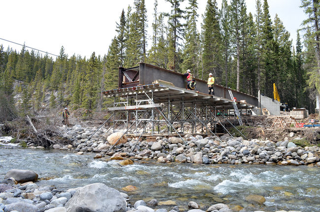 The Healy Creek bridge (pictured) and the Cascade bridge are the two remaining flood revovery projects in Banff National Park. They are expected to be fully operational for the beginning of June. Photo by Michelle Ferguson/Crag & Canyon/ QMI AGENCY