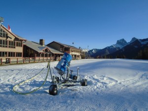 Man-made snow at Canmore Nordic Centre