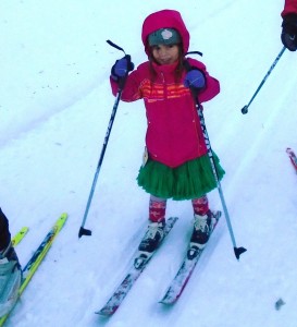 This 4-year-old girl skied a good portion of the Banff trail today