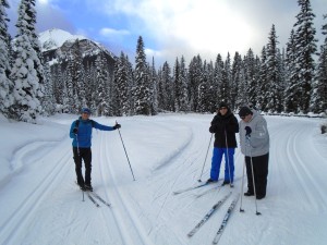 Chateau tracksetter Jeff Douglas(left) also instructs new skiers