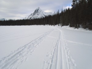 Skier tracks on Watridge Lake