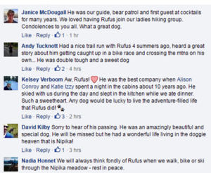 A few of the Facebook comments from Nipika visitors who knew Rufus (click for larger image)