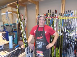 Geret Coyne at Grinders Ski Service in Canmore