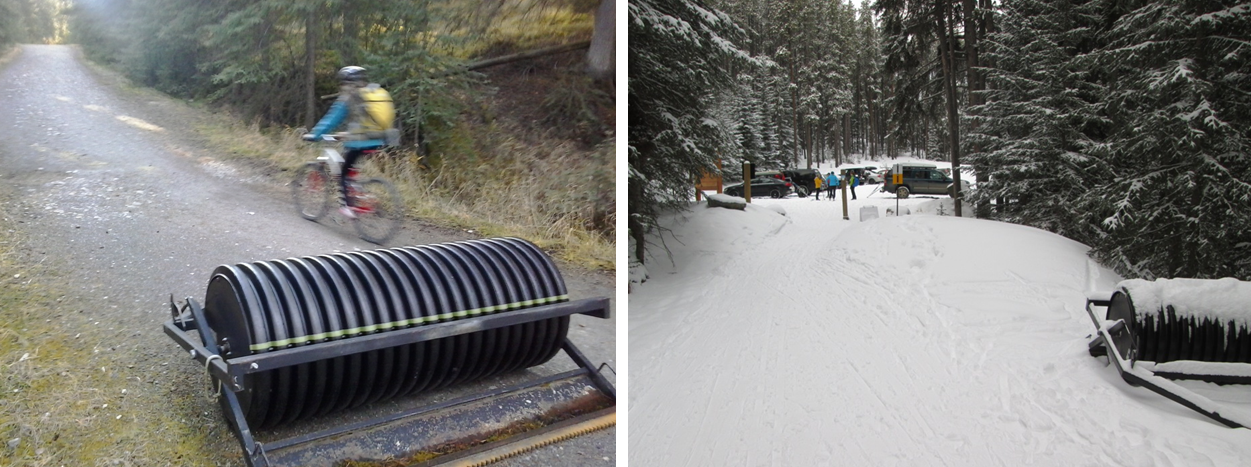What trail is this? Photo on the left was from Chuck's bike trip on Saturday, Nov 5. The same trail is shown in winter on the right. 