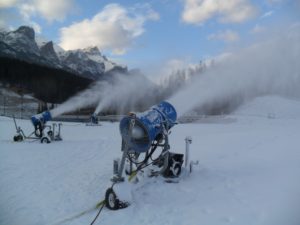 Snow guns are going full bore at the Canmore Nordic Centre