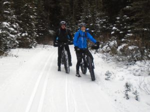 I enjoyed skiing alongside fat bikers Guy and Denise