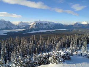 Upper and Lower Kananaskis Lakes as viewed from Kananaskis Fire Lookout
